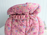 English Tea Cozy Pink Floral Padded Muff Style Handmade 1960s