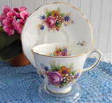 Pretty Floral Bouquet Cup And Saucer Vintage English 1960s Pink Rose