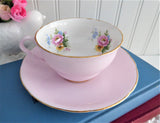 Lovely Pink Cup And Saucer Floral Interior 1960s Royal Stafford England