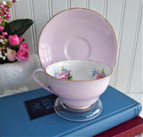 Lovely Pink Cup And Saucer Floral Interior 1960s Royal Stafford England