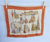 Tea Towel Vienna Wien Souvenir Linen Mid Century Colors 1960s Landmarks