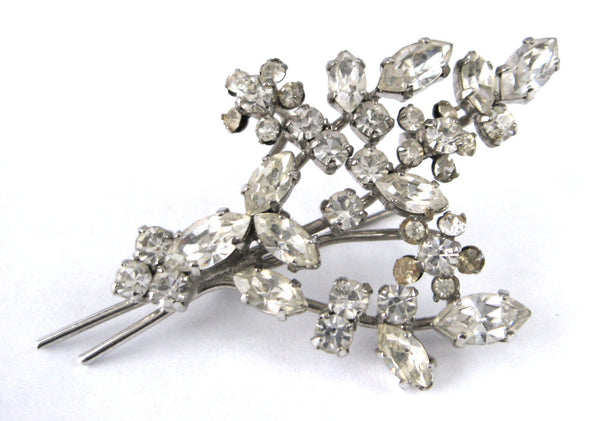 Rhinestone Spray Brooch Pin Figural Bouquet Marquise Rhinestones 1960s –  Antiques And Teacups