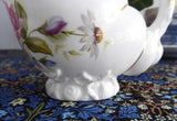 Unusual Shell Shape Cream And Sugar 1960s English Bone China Floral Brush Gold