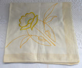 Yellow Embroidered Tablecloth 1960s Tea Cloth Bridge Cloth Table Cloth As Is