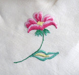 Flower Embroidered Tablecloth 32 Inches Square 1960s Tea Cloth Bridge Cloth Card Table