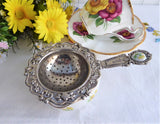 Yellow Daisy Tea Strainer And Bowl Porcelain Silverplate 1970s Tea Leaf Strainer