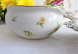 Yellow Daisy Tea Strainer And Bowl Porcelain Silverplate 1970s Tea Leaf Strainer