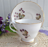 Cup and Saucer Royal Vale English Bone China 1960s Blackberries Raspberries