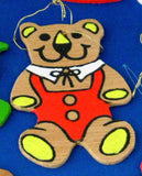 Hand Painted Wood Ornaments Set of 10 Bear Doll Genie 1970s Artisan USA