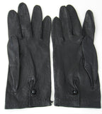 Vintage Italian Soft Kid Leather Gloves 1960s Soft Black For Macys Glass Button Italy