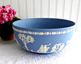 Large Wedgwood England Bowl Blue Jasperware 8 Inch 1969 Sacrifice Figures