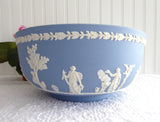 Large Wedgwood England Bowl Blue Jasperware 8 Inch 1969 Sacrifice Figures