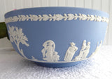 Large Wedgwood England Bowl Blue Jasperware 8 Inch 1969 Sacrifice Figures