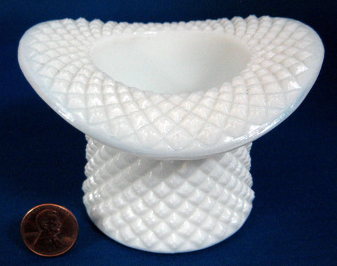 Westmoreland English Hobnail Milk Glass Topper Hat 1960s Toothpick Vase