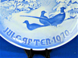 Blue And White Bing And Grondahl Plate Christmas Pheasants In The Snow 1970 Annual