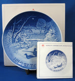 Bing And Grondahl Plate Christmas Pheasants In The Snow 1970 Blue White Boxed