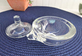 Crystal Figural Lidded Jam Dish Anchor Hocking 1970s Glass Trinket Dish