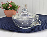 Crystal Figural Lidded Jam Dish Anchor Hocking 1970s Glass Trinket Dish