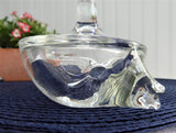 Crystal Figural Lidded Jam Dish Anchor Hocking 1970s Glass Trinket Dish