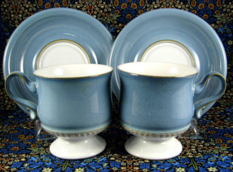Denby Castile Blue Denim Cups and Saucers England Stoneware 1970s