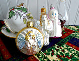 Blown Glass Ornaments 3 Angel Snow Girl Poland German 1970s Figural