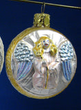 Blown Glass Ornaments 3 Angel Snow Girl Poland German 1970s Figural