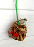 Christmas Ornament Ornaments 3 Hand Made 1970s Bird Nest Cornhusk Girl Wreath