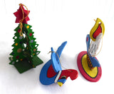 Wood Ornaments 3 Dimensional Bird Christmas Tree Candle 1970s Hand Made