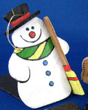Ornaments Hand Painted Wood 2 Snowmen And Raggedy Andy 1970s Hand Made