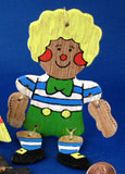 Ornaments Hand Painted Wood 2 Snowmen And Raggedy Andy 1970s Hand Made