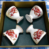 Eggcups Crown Staffordshire Rangoon Dragon Boxed Set Of 4 England 1970s Bone China