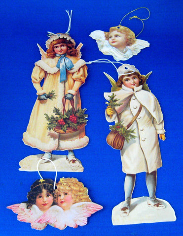 Christmas Ornaments Repro Victorian Scrap Angels 1990s Old Print Factory
