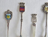 Spoons Silver European 5 Souvenir Spoons 800 Enamel Paris Munich Vatican French