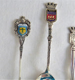 Spoons Silver European 5 Souvenir Spoons 800 Enamel Paris Munich Vatican French