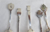 Spoons Silver European 5 Souvenir Spoons 800 Enamel Paris Munich Vatican French