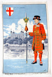Tea Towel Beefeater Tower Of London Vintage Linen Irish Linen 1970s