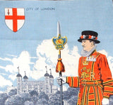 Tea Towel Beefeater Tower Of London Vintage Linen Irish Linen 1970s