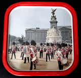 Tin Serving Tray Metal Buckingham Palace Bands Queen's Guards 1970s Souvenir
