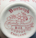 Cream And Sugar Asiatic Pheasant Pink Transferware 1970s Burleigh England