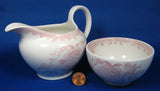 Teaset Asiatic Pheasants Pink Transfer Burleigh 1970s 2 Teacup Trios Teapot Cream And Sugar