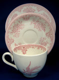 Cup And Saucer With Plate Asiatic Pheasants Pink Transfer Burleigh 1970s Teacup Trio