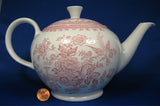 Teaset Asiatic Pheasants Pink Transfer Burleigh 1970s 2 Teacup Trios Teapot Cream And Sugar