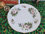 Christmas Roses Holly English Bone China Plate Salad Plate Luncheon Plate 1970s