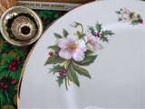 Christmas Roses Holly English Bone China Plate Salad Plate Luncheon Plate 1970s