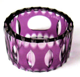 Napkin Ring Purple Cased Glass Cut To Clear Oval 1970s Czech Bohemia