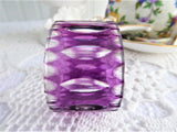 Napkin Ring Purple Cased Glass Cut To Clear Oval 1970s Czech Bohemia