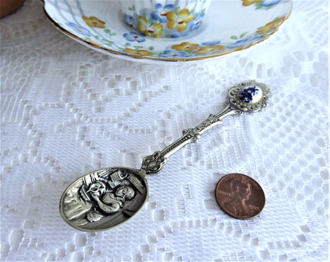 Delft Holland Spoon Souvenir 1970s Fully Embossed Repousse Bowl Nickel Silver
