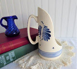 Delft Candle Holder Chamber Stick 1970s Blue White Windmill Shield Handpainted