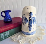 Delft Candle Holder Chamber Stick 1970s Blue White Windmill Shield Handpainted