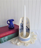 Delft Candle Holder Chamber Stick 1970s Blue White Windmill Shield Handpainted